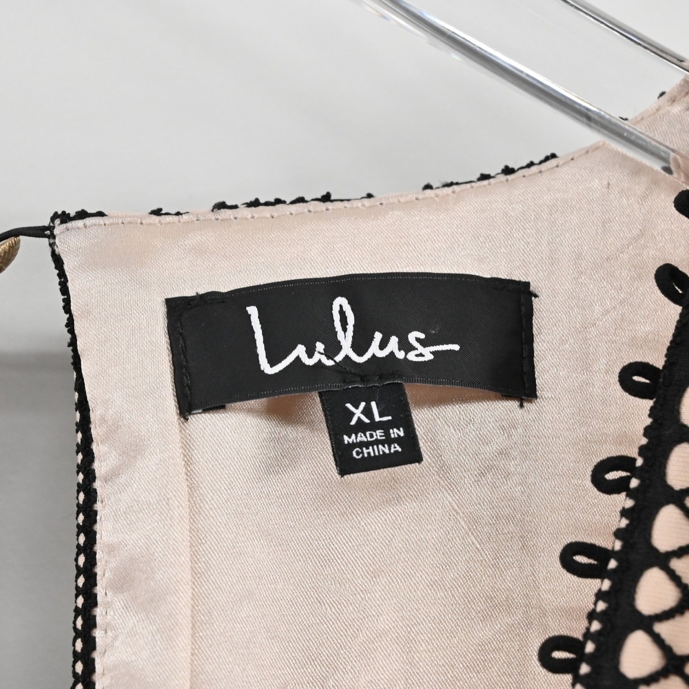 Lulus Night Muse Black Lace Skater Dress Size XL Cocktail V Neck Balloon Sleeve - Picture 8 of 15